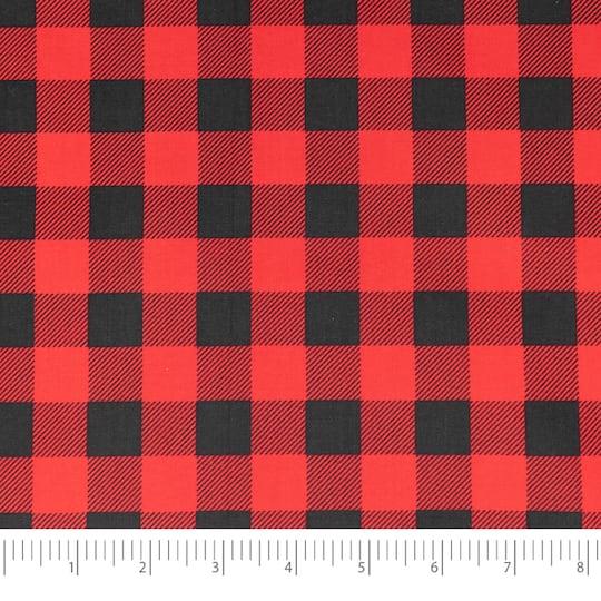SINGER Christmas Holiday Red Buffalo Check Cotton Fabric